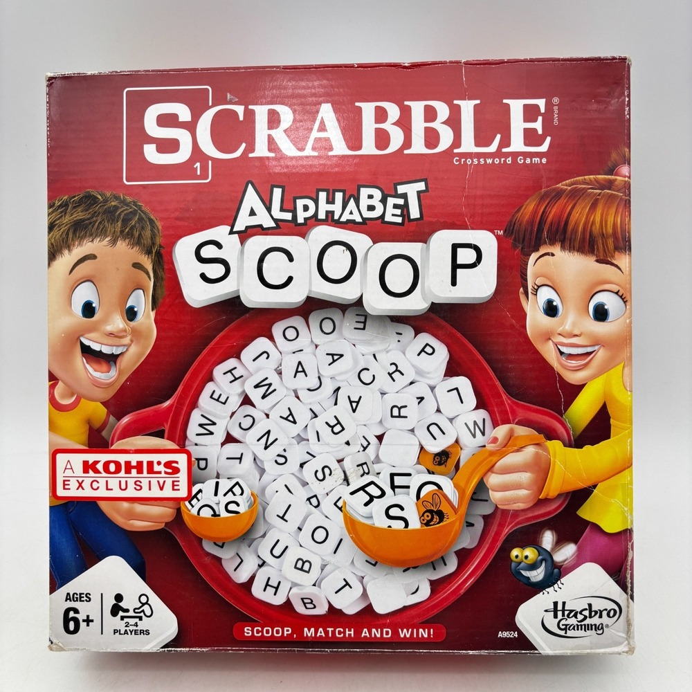 Scrabble Alphabet Scoop COMPLETE Hasbro Gaming 2014 Kids Family Word Game
